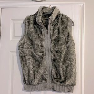 Grey faux fur vest